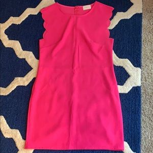 Hot pink scallop sleeve dress